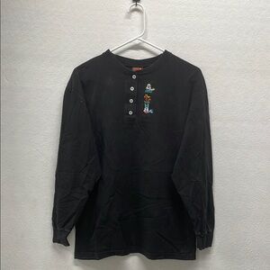 Vintage Mickey Black Embroidered Long Sleeve Shirt